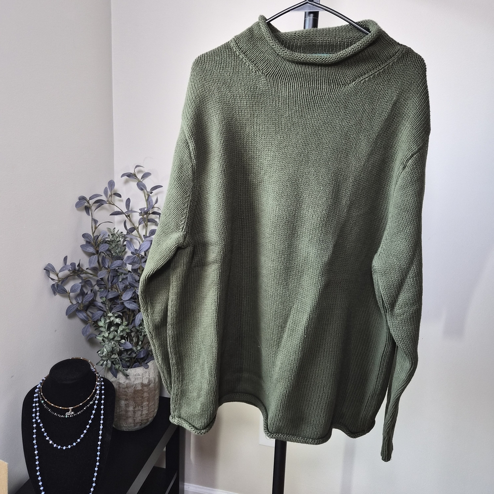 J Crew Always Olive Green Men's Turtleneck Sweater